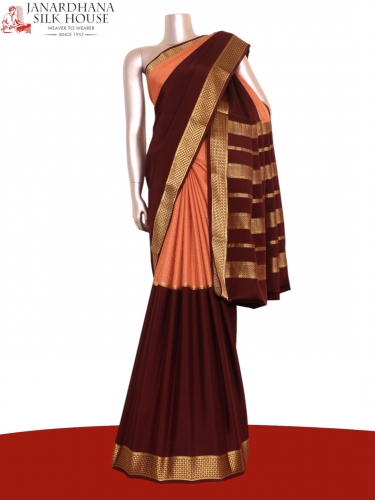 Contrast Pure Mysore Crepe Silk Saree